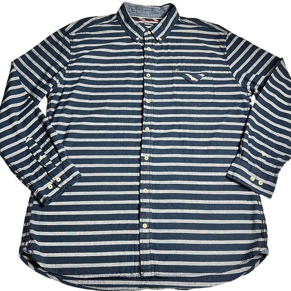 Tommy Hilfiger Custom Fit blue gray striped men’s size XXL